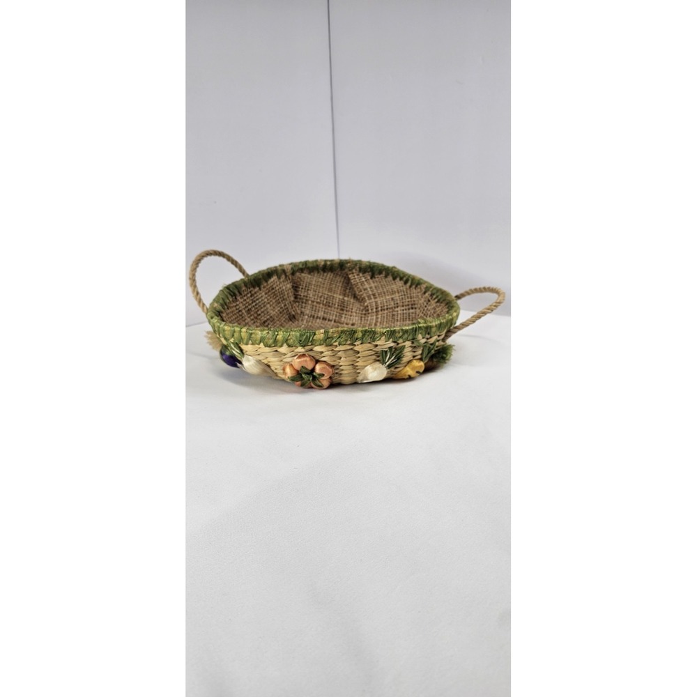 Vintage Woven Harvest Basket Vegetable Decor Straw Market‎ Basket Farmhouse